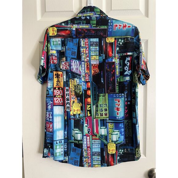 JUST ATTITUDE Graphic Tokyo Shinjwku Nights Button Down Shirt - Picture 9 of 15
